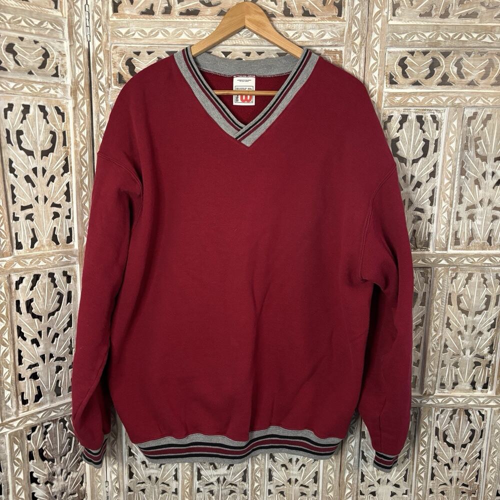 Vintage Wilson's V Neck Crewneck Tennis Cricket Academia Rockabilly Mens XXL USA